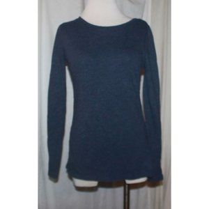 Women's J. Crew Blue Long Sleeve Side Slit Back Zip Top Size XS
